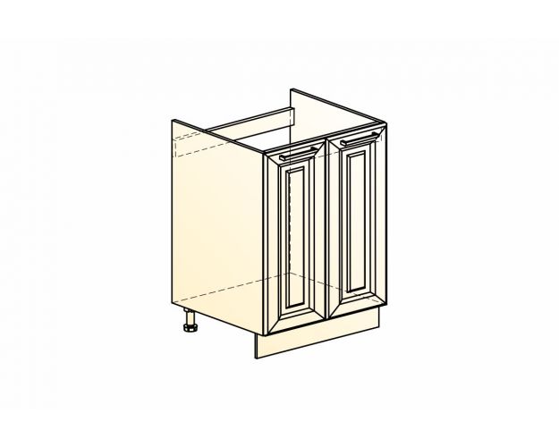 Монако Шкаф рабочий под мойку L600 (2 дв. гл.) (Белый/Сизый матовый)