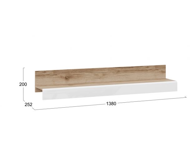 Полка настенная «Фьюжн» Дуб Делано/Белый глянец